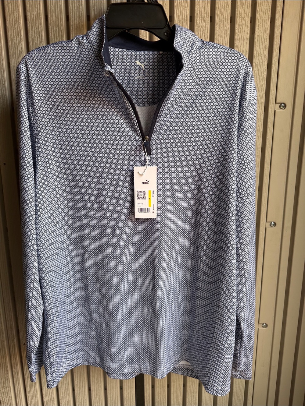 Puma Men’s Blue Micro-Pattern golf Quarter-Zip Pullover
